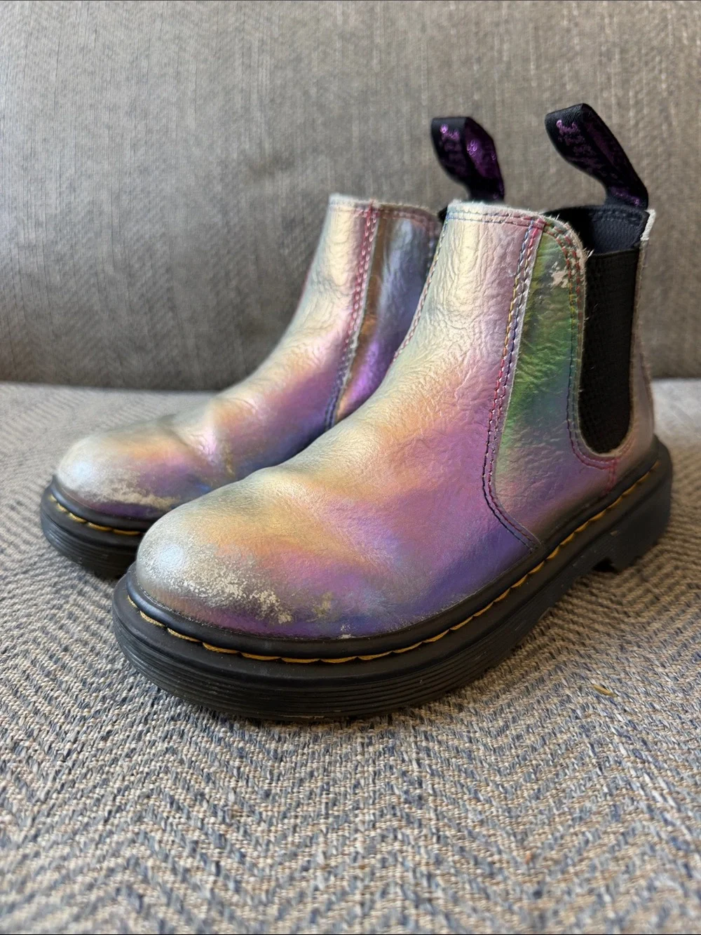 Dr. MARTENS TODDLER 2976 RAINBOW CRINKLE LEATHER CHELSEA BOOTS Size: 12